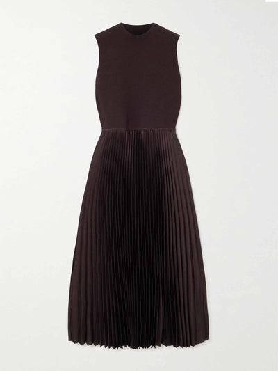 Theory Pleated satin and stretch-knit midi dress at Collagerie