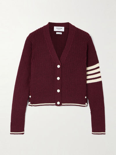 Thom Browne Baby cropped cable-knit wool cardigan at Collagerie