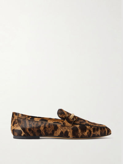 Tod's Embellished leopard-print calf hair loafers at Collagerie