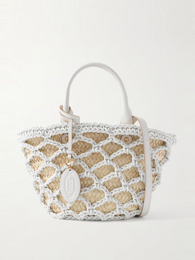 Tod's Woven leather and raffia tote at Collagerie