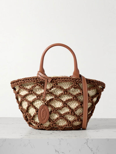 Tod's Woven leather and raffia tote at Collagerie