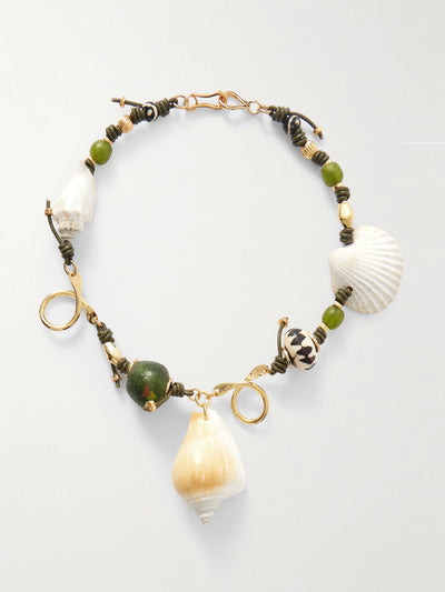 Tohum Samsara gold-plated, shell and stone necklace at Collagerie