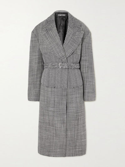 Tom Ford Grey checked cashmere coat at Collagerie