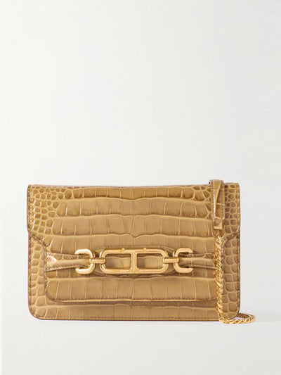 Tom Ford Whitney small glossed croc-effect leather shoulder bag at Collagerie