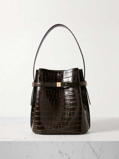 Totême Belted croc-effect leather tote at Collagerie