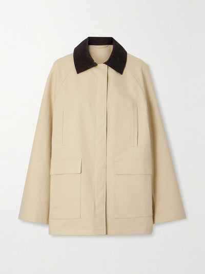 Totême Corduroy-trimmed coated-canvas jacket at Collagerie