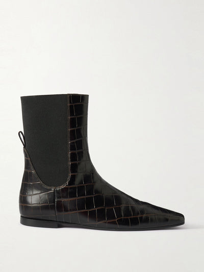 Totême Croc-effect leather ankle boots at Collagerie