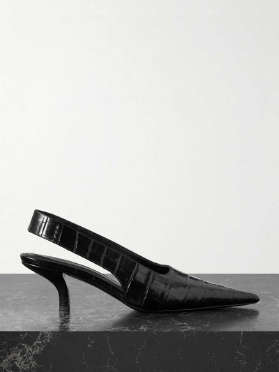 Totême Croc-effect leather slingback pumps at Collagerie