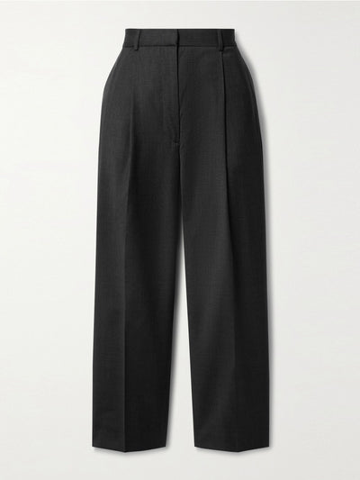 Totême Cropped pleated wool straight-leg pants at Collagerie