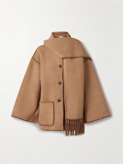 Totême Draped fringed wool-blend bouclé jacket at Collagerie