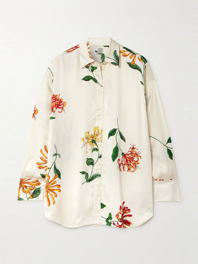 Totême Floral-print satin shirt at Collagerie