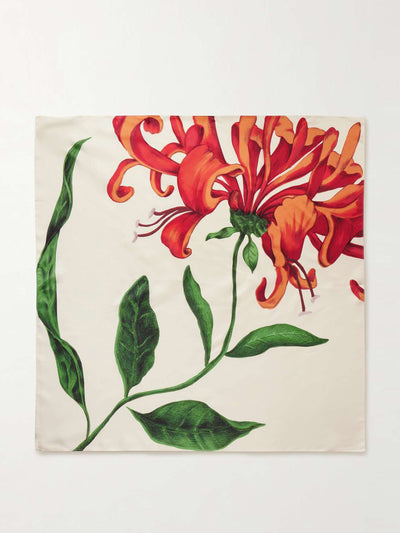 Totême Floral-print silk-twill scarf at Collagerie