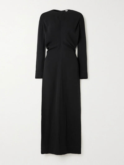 Totême Gathered crepe maxi dress at Collagerie