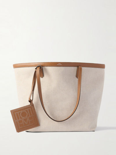 Totême Leather-trimmed canvas tote at Collagerie