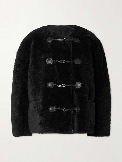 Totême Leather-trimmed shearling jacket at Collagerie