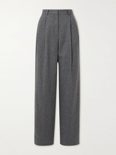 Totême Pleated recycled wool-blend straight-leg pants at Collagerie