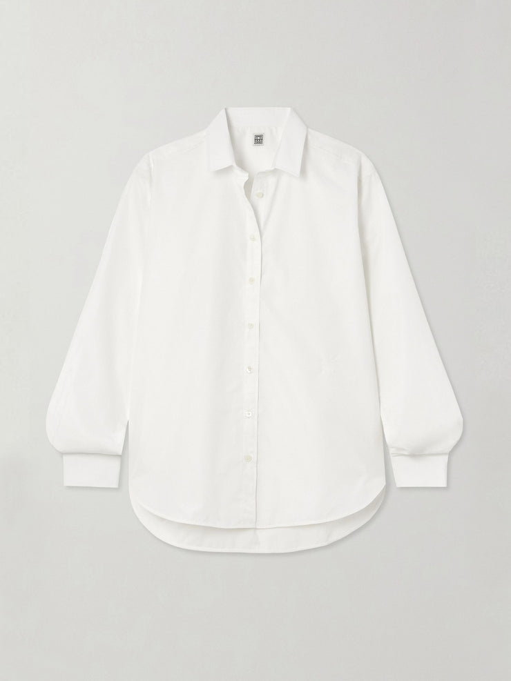 Oversized embroidered organic cotton-poplin shirt Clothing Totême - Collagerie