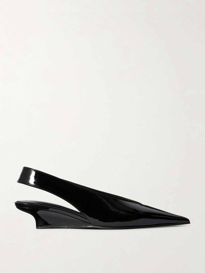 Totême Patent-leather wedge slingback pumps at Collagerie