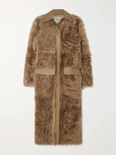 Totême Leather-trimmed shearling coat at Collagerie