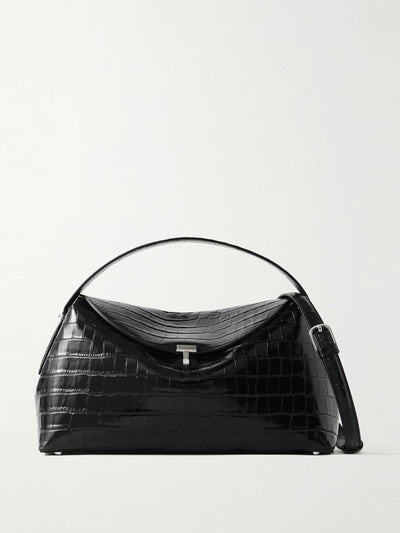 Totême T-Lock croc-effect leather shoulder bag at Collagerie