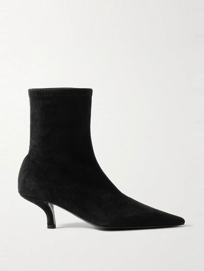 Totême The Heeled Sock suede ankle boots at Collagerie