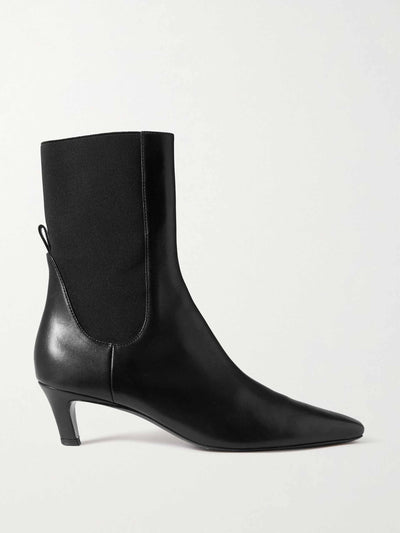 Totême Black mid-heel leather ankle boots at Collagerie