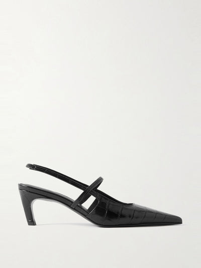 Totême The Sharp croc-effect leather slingback pumps at Collagerie