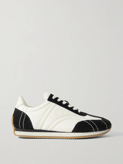 Toteme The Sport leather-trimmed suede and shell sneakers at Collagerie