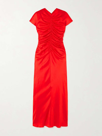 Tove Aubree ruched silk-satin maxi dress at Collagerie