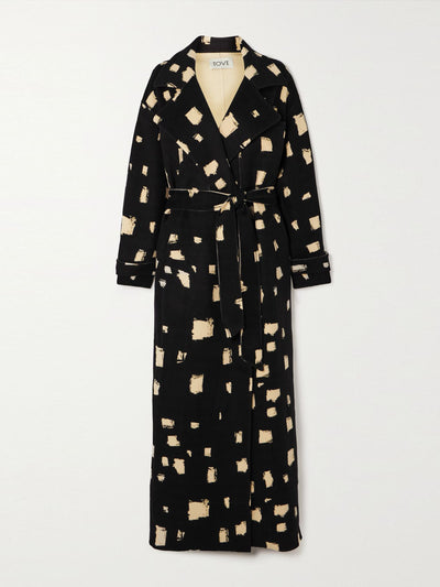 Tove Loren belted printed wool-blend coat at Collagerie