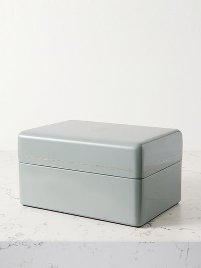 Trove Lacquered wood and faux suede Trunk jewellery box at Collagerie