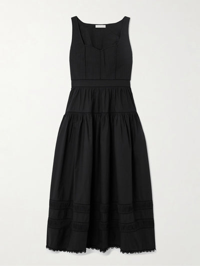 Ulla Johnson Isadora tiered lace-trimmed cotton-poplin midi dress at Collagerie