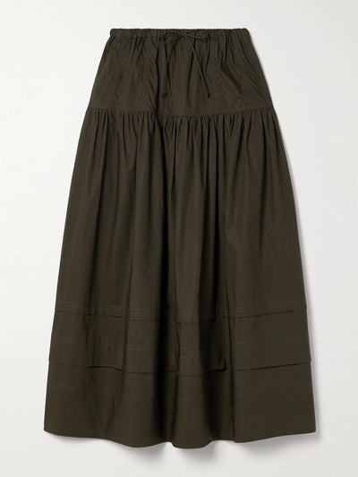 Ulla Johnson Anthia tiered cotton-poplin midi skirt at Collagerie