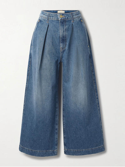 Ulla Johnson The April cropped pleated high-rise wide-leg jeans at Collagerie