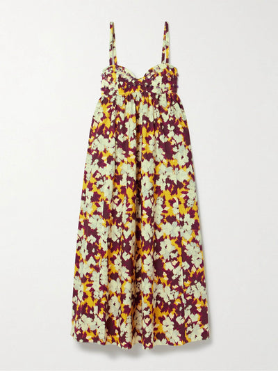 Ulla Johnson Harlan embellished printed cotton-poplin midi dress at Collagerie