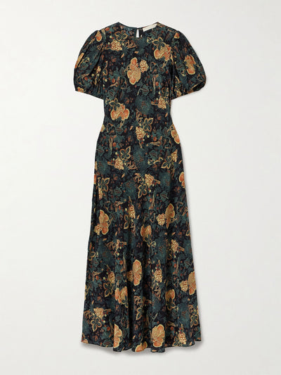 Ulla Johnson Ines floral-print silk crepe de chine midi dress at Collagerie