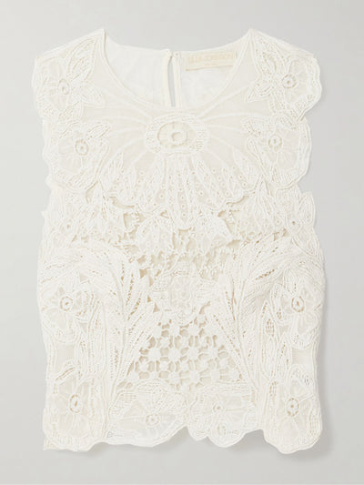 Ulla Johnson Jael cropped cotton and silk-blend lace tank at Collagerie