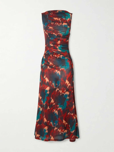 Ulla Johnson Livia ruched printed Lyocell-jersey midi dress at Collagerie