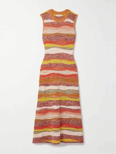 Ulla Johnson Multicolour striped cotton-blend midi dress at Collagerie