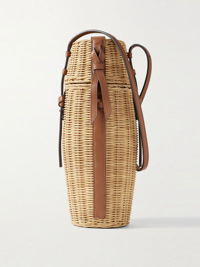 Ulla Johnson Meadow leather-trimmed wicker bottle bag at Collagerie