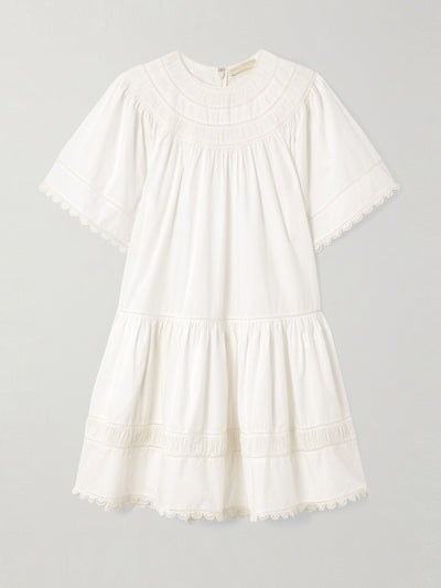 Ulla Johnson Oumi crochet and chiffon-trimmed poplin mini dress at Collagerie