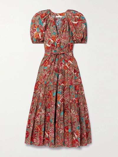 Ulla Johnson Printed puffed sleeves midi dress at Collagerie