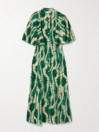 Ulla Johnson Silhouette printed silk crepe de chine midi shirt dress at Collagerie