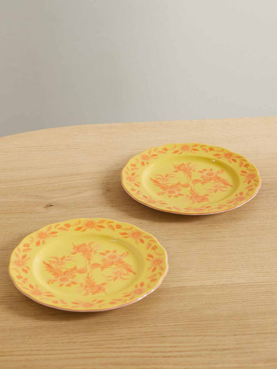 Cabana x Ulla Johnson Painted porcelain dessert plates at Collagerie