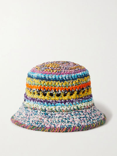 Ultraviolhat Crocheted organic cotton and raffia-blend bucket hat at Collagerie