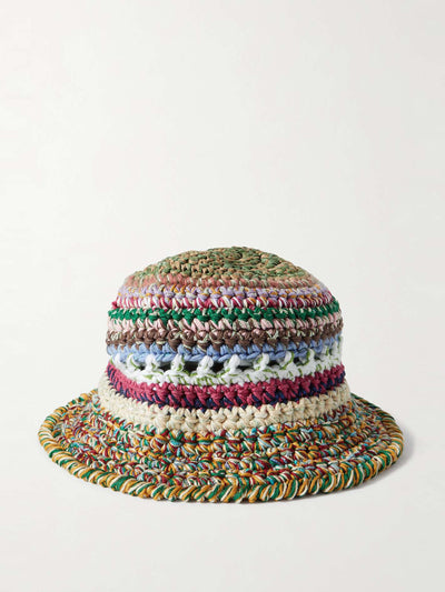 Ultraviolhat Crocheted cotton and raffia-blend bucket hat at Collagerie