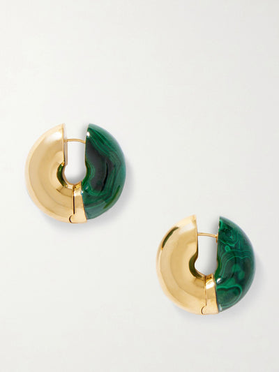 Uncommon Matters Stratus gold vermeil malachite hoop earrings at Collagerie