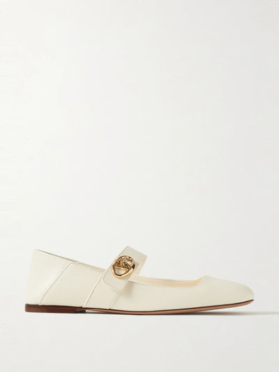 Valentino Garavani Locker leather ballet flats at Collagerie