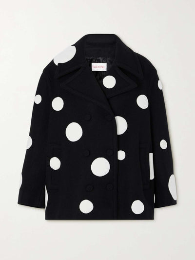 Valentino Garavani Double-breasted polka-dot wool-blend coat at Collagerie