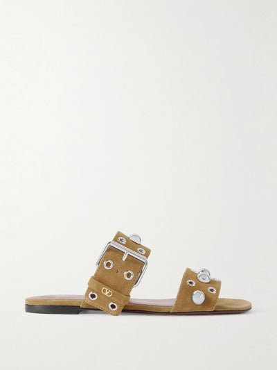 Valentino Garavani Nellcôte embellished suede slides at Collagerie